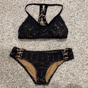 BECCA Black Lace-Up Bikini Set